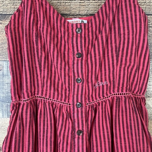 ANTHROPOLOGIE Sundry pink striped tiered sundress dress Size 1 Small - Picture 3 of 12